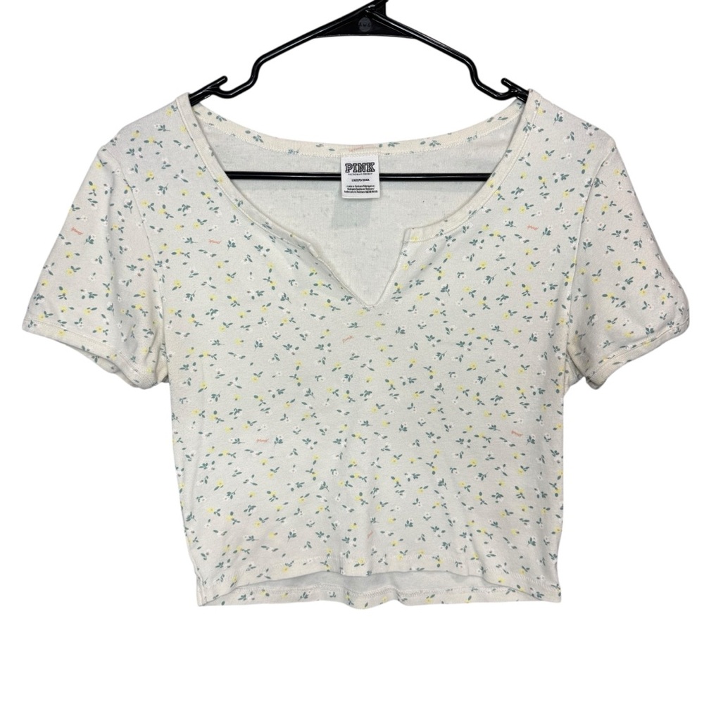 Victoria's Secret PINK short sleeve floral crop size large